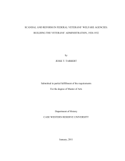 SCANDAL AND REFORM IN FEDERAL VETERANS` WELFARE