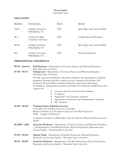 Read Dr. Juniu`s Resume/CV - Montclair State University