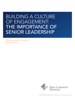 building a culture of engagement: the importance of