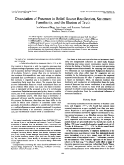 Dissociation of Processes in Belief: Source Recollection, Statement