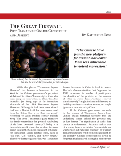 The Great Firewall: Post-Tiananmen Online Censorship and Dissent