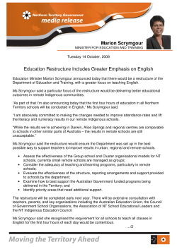 Marion Scrymgour Education Restructure Includes Greater