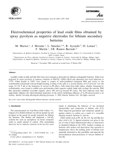 Electrochemical properties of lead oxide films obtained by spray