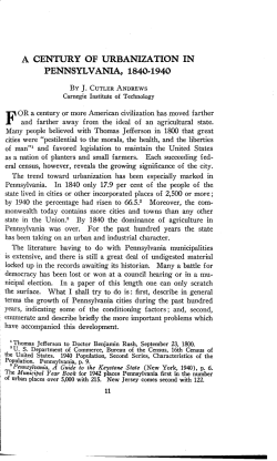 a century of urbanization in pennsylvania