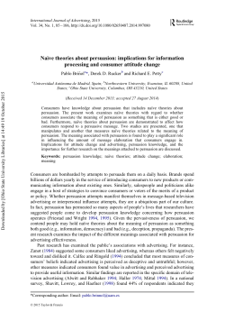 Naпve theories about persuasion - psychology at Ohio State University
