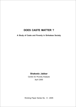 does caste matter - The Centre for Poverty Analysis