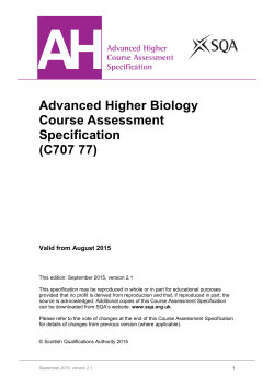 Advanced Higher Biology Course Assessment Specification