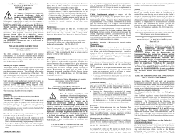 Installation and Maintenance Instructions For the X