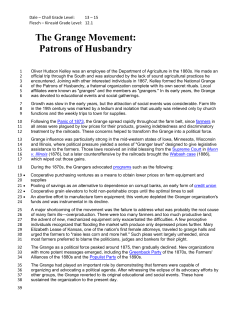 The Grange Movement: Patrons of Husbandry
