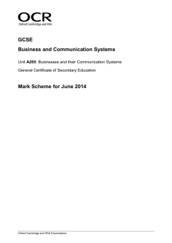 Mark scheme A265 Businesses and their Communication