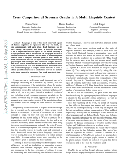 Cross Comparison of Synonym Graphs in A Multi Linguistic Context