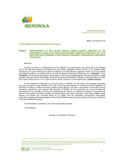 Implementation of the second paid-up capital increase