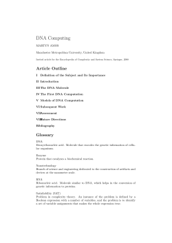 DNA Computing - School of Computing, Mathematics and Digital