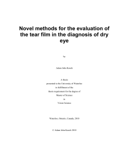 Novel methods for the evaluation of the tear film in dry eye disease