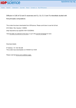 Diffusion in CdS of Cd and S vacancies and Cu, Cd, Cl, S and Te