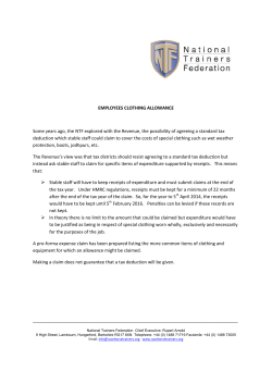 EMPLOYEES CLOTHING ALLOWANCE Some years ago, the NTF