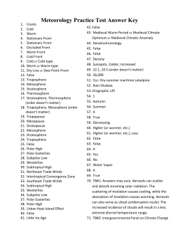 Meteorology Practice Test Answer Key
