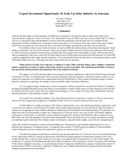 Urgent Investment Opportunity To Scale Up Solar Industry in Atacama