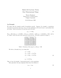 One Dimensional Maps - Department of Mathematics