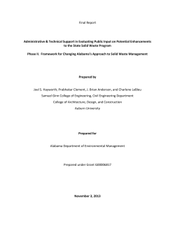 Phase II. Framework for Changing Alabama`s Approach to Solid
