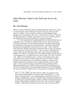 India-Pakistan - Pakistaniaat: A Journal of Pakistan Studies