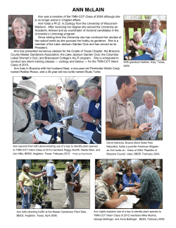 ANN McLAIN - Texas Master Naturalist Cradle of Texas Chapter