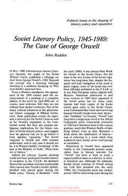 Soviet Literary Policy, 1945-1989: The Case of George Orwell