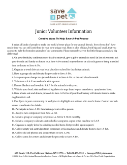 Junior Volunteer Information - Save-A-Pet