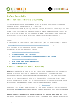 Biofuels Compatibility Motor Vehicles and Biofuels