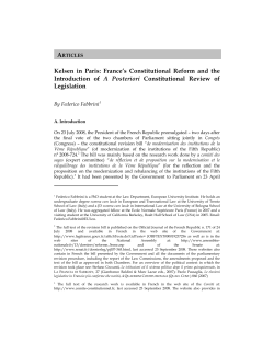 Kelsen in Paris: France`s Constitutional Reform and the Introduction