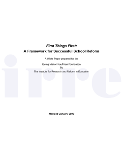 First Things First: A Framework for Successful School Reform