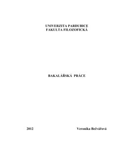 UNIVERZITA PARDUBICE FAKULTA FILOZOFICK&Aacute; BAKAL&Aacute;ŘSK&Aacute;