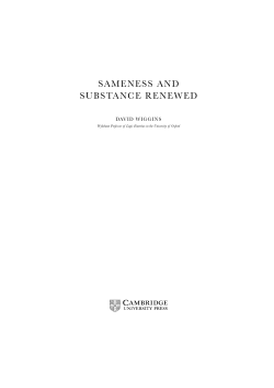 sameness and substance renewed