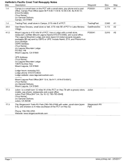 Halfmile`s Pacific Crest Trail Resupply Notes