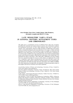 late mesolithic narva stage in estonia: pottery, settlement types and