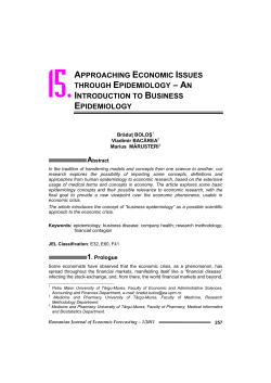 APPROACHING ECONOMIC ISSUES THROUGH EPIDEMIOLOGY