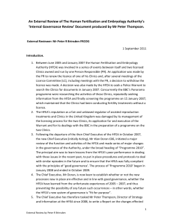 An External Review of The Human Fertilisation and Embryology