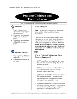 Praising Children and Their Behavior
