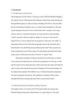 1. Introduction 1.1 The Questions to be Discussed The protagonists