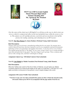 MYP Year 4/IB 9th Grade English Mount Pleasant High School