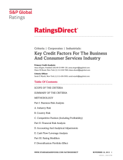 Key Credit Factors For The Business And Consumer Services Industry