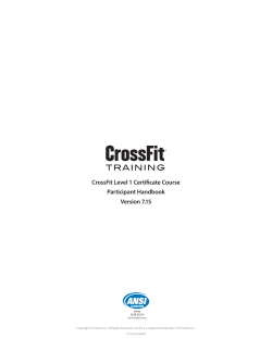CrossFit Level 1 Certificate Course Participant Handbook Version 7.15