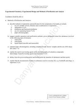 Experimental Design and Methods of Purification and Analysis