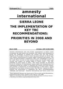 Sierra Leone: The Implementation of Key TRC Recommendations