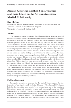 African American Mother-Son Dynamics and their Effect