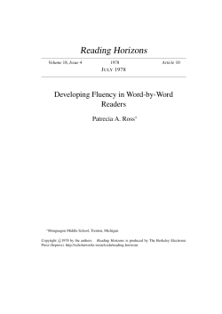 Developing Fluency in Word-by