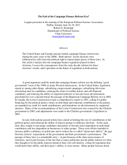 The End of the Reform Era? Campaign Finance