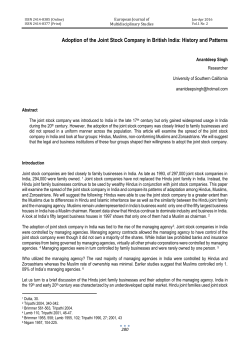 Adoption of the Joint Stock Company in British India