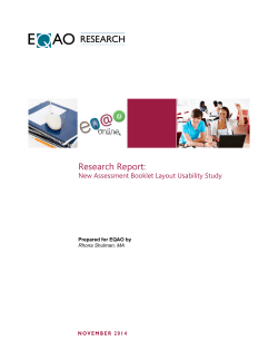 New Assessment Booklet Layout Usability Study