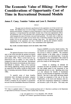 The Economic Value of Hiking: Further